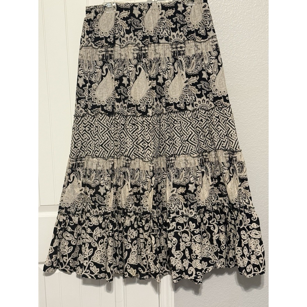 Style and Co. women SizeOX cotton skirt BoHo‎ flared White/black/tan